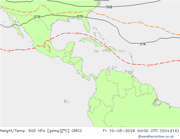 Height/Temp. 500 hPa CMCC Sex 10.05.2024 00 UTC