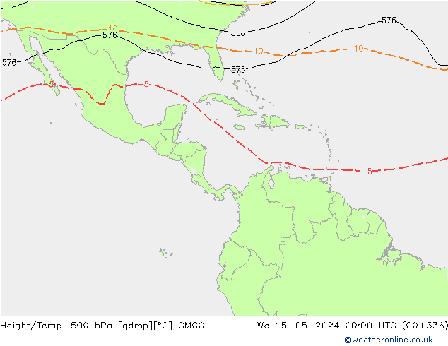 Geop./Temp. 500 hPa CMCC mié 15.05.2024 00 UTC