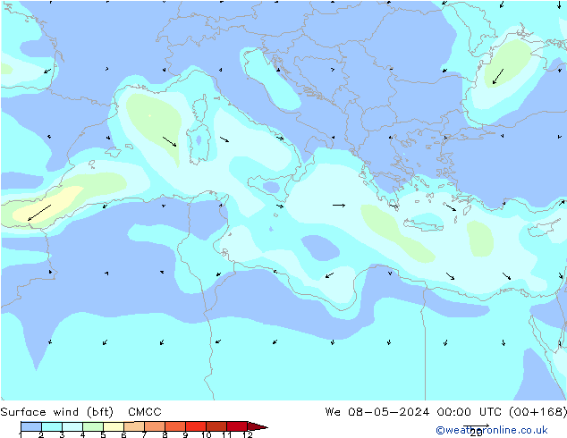 Surface wind (bft) CMCC We 08.05.2024 00 UTC