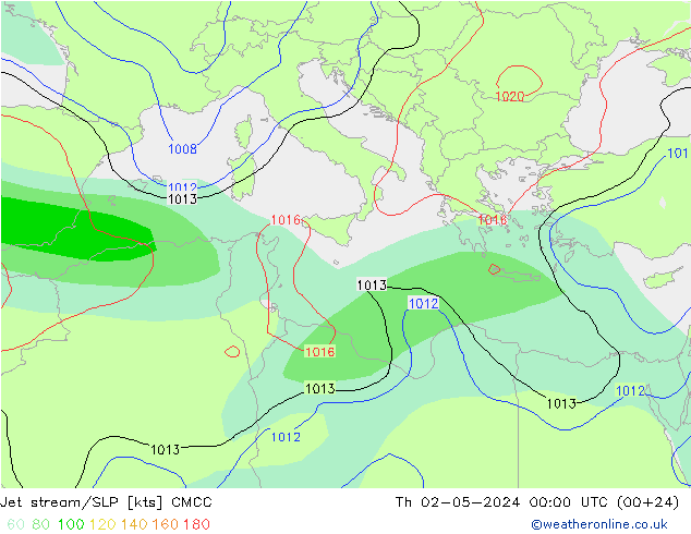 Corrente a getto CMCC gio 02.05.2024 00 UTC