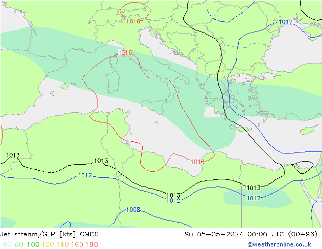 джет/приземное давление CMCC Вс 05.05.2024 00 UTC