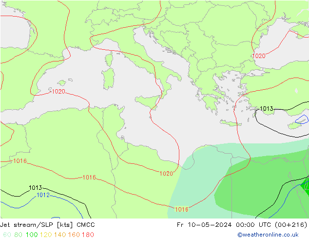 Jet stream CMCC Sex 10.05.2024 00 UTC