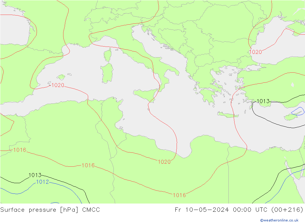 Surface pressure CMCC Fr 10.05.2024 00 UTC