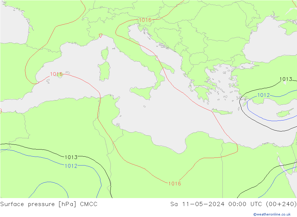 Pressione al suolo CMCC sab 11.05.2024 00 UTC