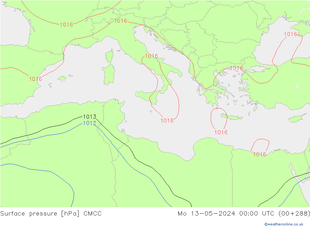 приземное давление CMCC пн 13.05.2024 00 UTC