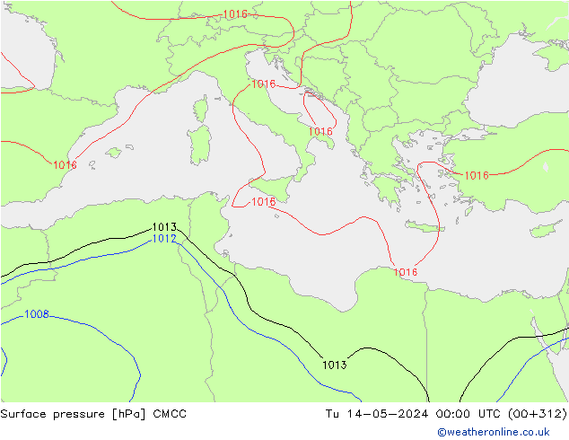 Luchtdruk (Grond) CMCC di 14.05.2024 00 UTC