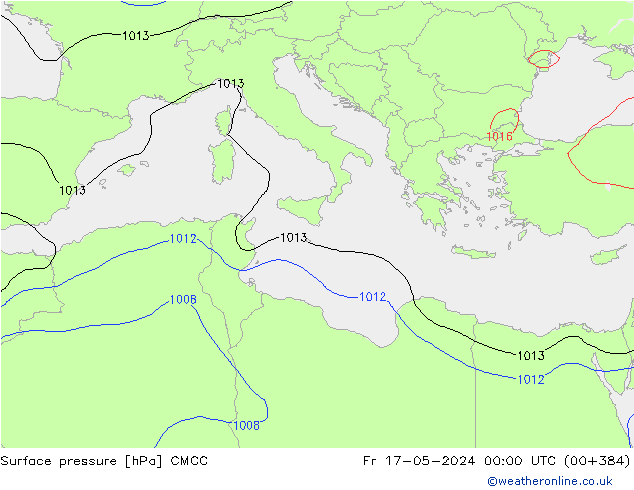 Luchtdruk (Grond) CMCC vr 17.05.2024 00 UTC