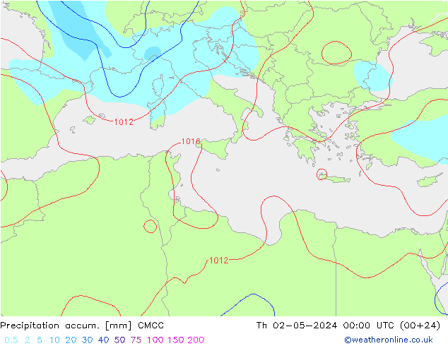 Totale neerslag CMCC do 02.05.2024 00 UTC