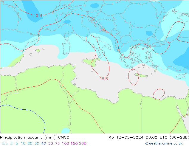 Precipitation accum. CMCC Po 13.05.2024 00 UTC