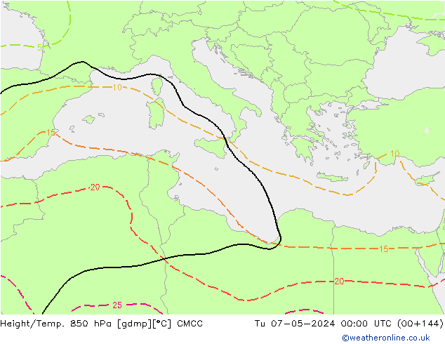 Height/Temp. 850 hPa CMCC Tu 07.05.2024 00 UTC