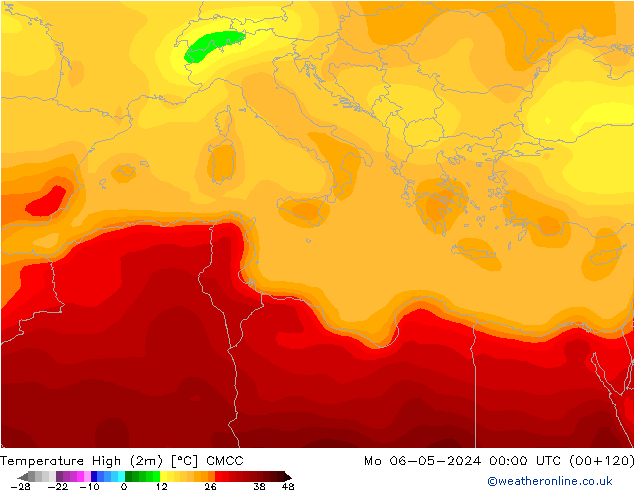 Temperature High (2m) CMCC Mo 06.05.2024 00 UTC