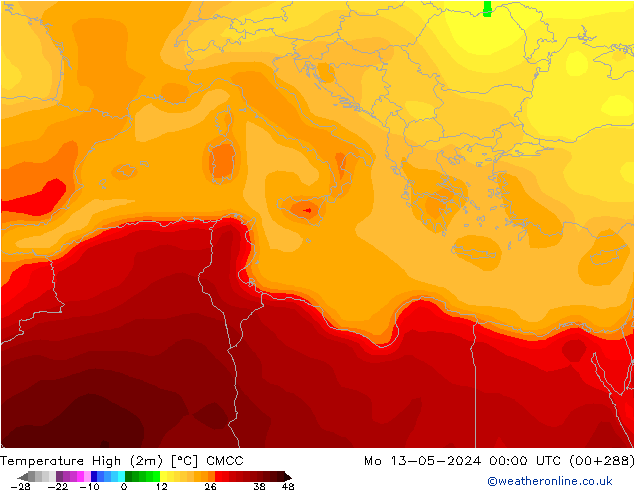 Temperature High (2m) CMCC Mo 13.05.2024 00 UTC