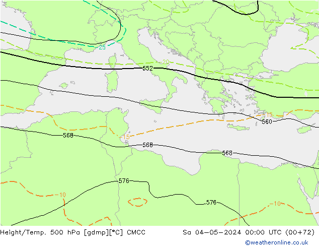 Height/Temp. 500 hPa CMCC Sáb 04.05.2024 00 UTC