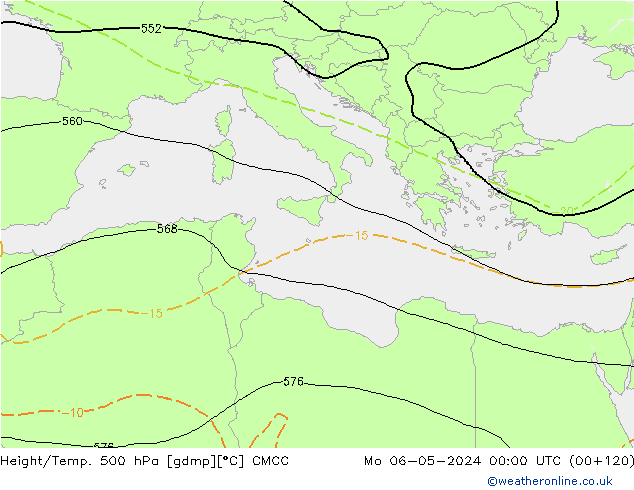 Height/Temp. 500 hPa CMCC Mo 06.05.2024 00 UTC