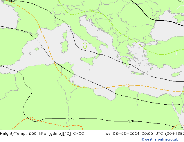 Height/Temp. 500 hPa CMCC Qua 08.05.2024 00 UTC