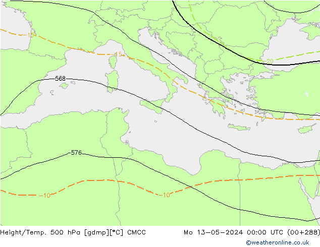 Hoogte/Temp. 500 hPa CMCC ma 13.05.2024 00 UTC