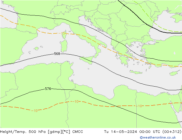 Geop./Temp. 500 hPa CMCC mar 14.05.2024 00 UTC