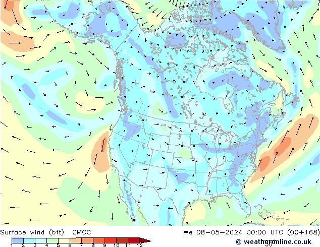 Surface wind (bft) CMCC We 08.05.2024 00 UTC