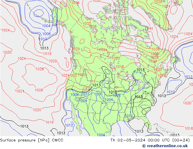 Pressione al suolo CMCC gio 02.05.2024 00 UTC