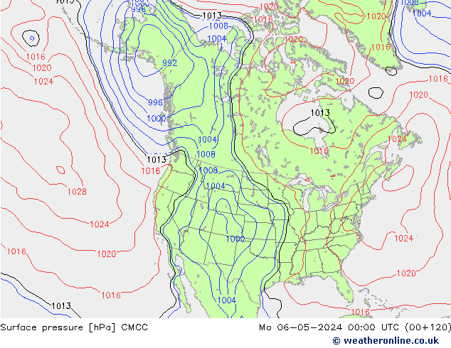 Surface pressure CMCC Mo 06.05.2024 00 UTC