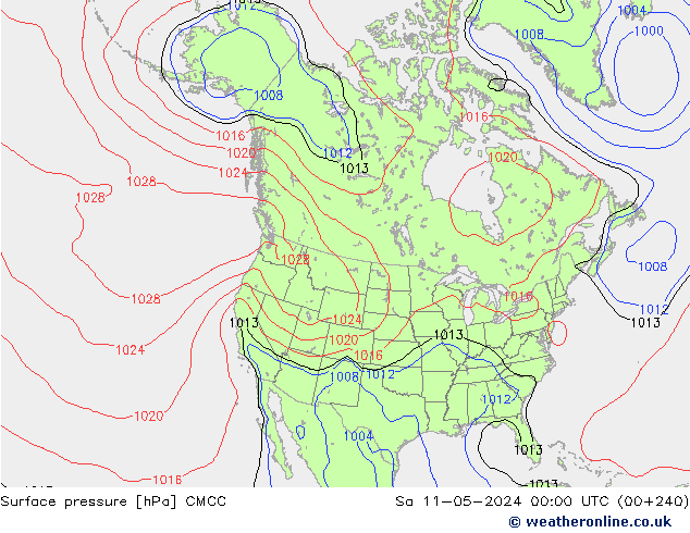 Presión superficial CMCC sáb 11.05.2024 00 UTC