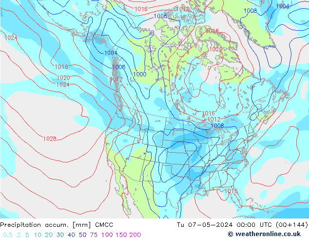 Precipitation accum. CMCC Út 07.05.2024 00 UTC