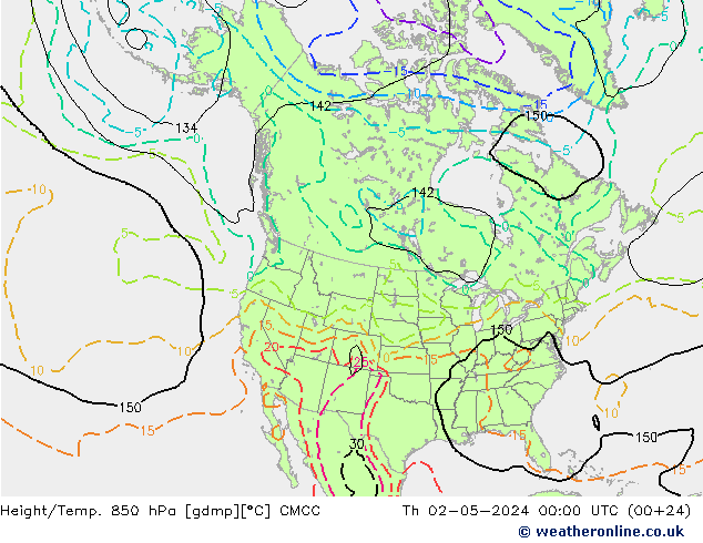 Yükseklik/Sıc. 850 hPa CMCC Per 02.05.2024 00 UTC