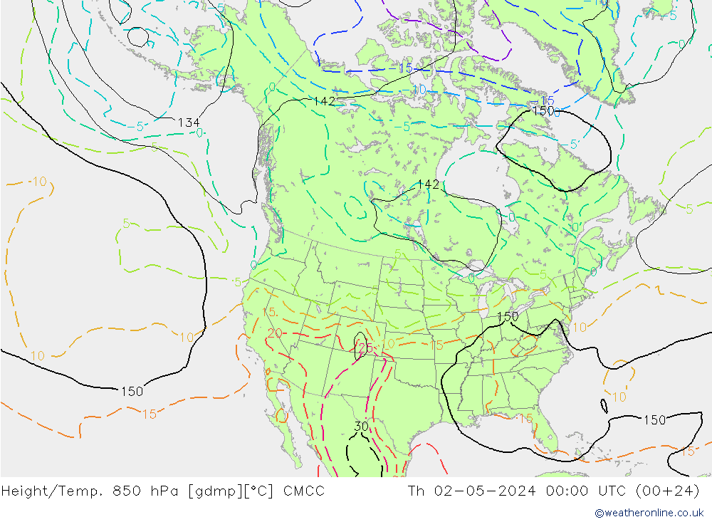 Hoogte/Temp. 850 hPa CMCC do 02.05.2024 00 UTC