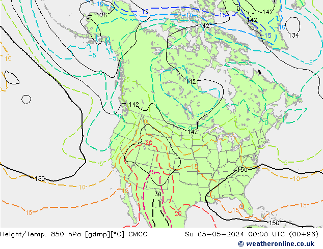 Yükseklik/Sıc. 850 hPa CMCC Paz 05.05.2024 00 UTC