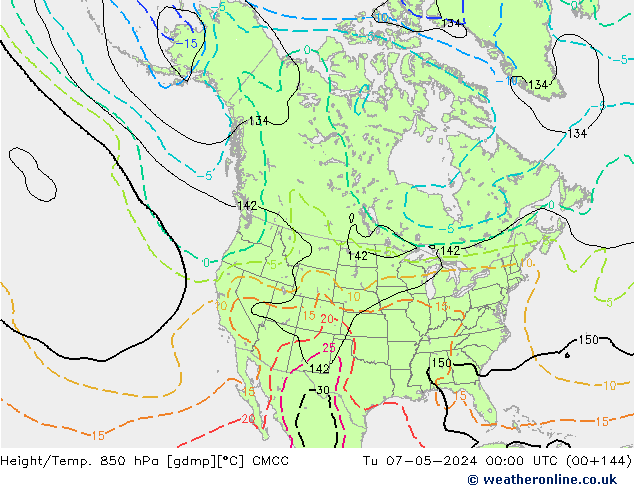 Yükseklik/Sıc. 850 hPa CMCC Sa 07.05.2024 00 UTC