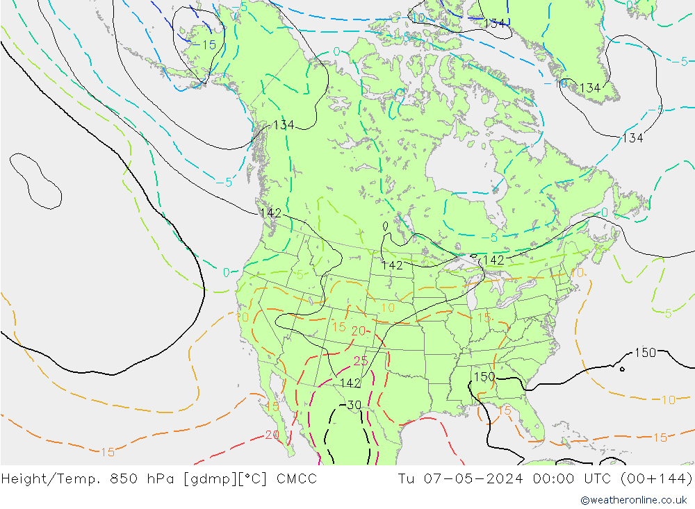 Height/Temp. 850 hPa CMCC wto. 07.05.2024 00 UTC