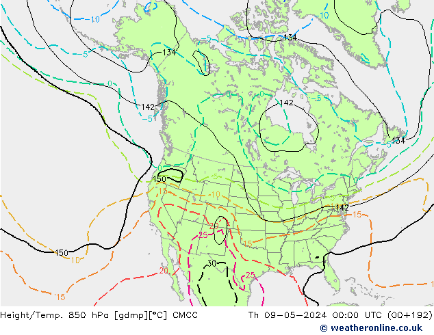 Yükseklik/Sıc. 850 hPa CMCC Per 09.05.2024 00 UTC
