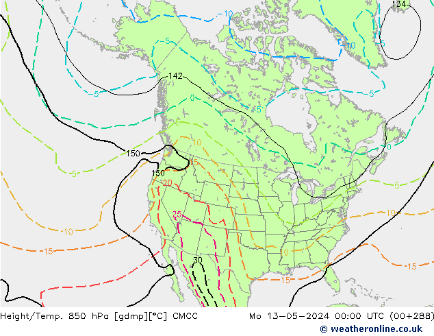 Height/Temp. 850 гПа CMCC пн 13.05.2024 00 UTC