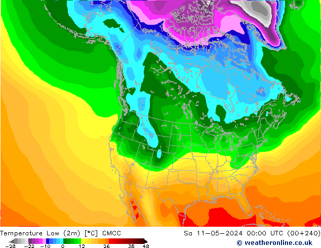 Temperature Low (2m) CMCC Sa 11.05.2024 00 UTC