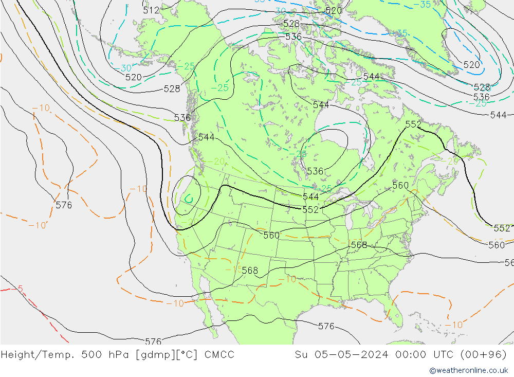 Yükseklik/Sıc. 500 hPa CMCC Paz 05.05.2024 00 UTC