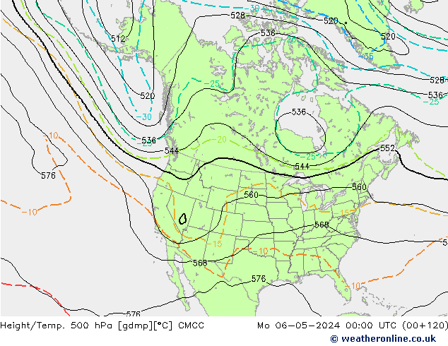 Height/Temp. 500 гПа CMCC пн 06.05.2024 00 UTC