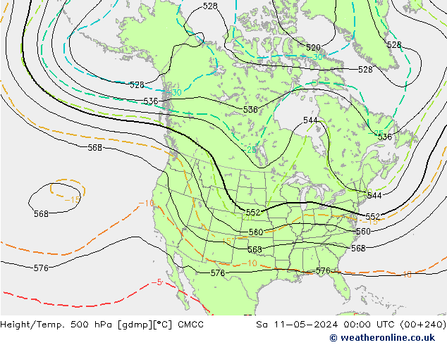 Géop./Temp. 500 hPa CMCC sam 11.05.2024 00 UTC