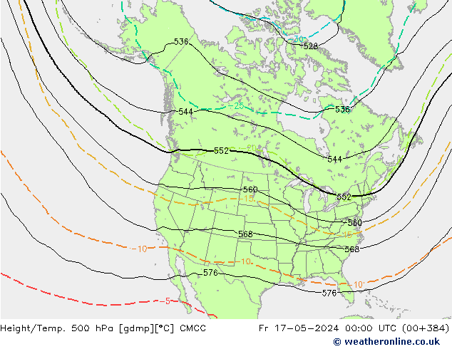 Height/Temp. 500 гПа CMCC пт 17.05.2024 00 UTC