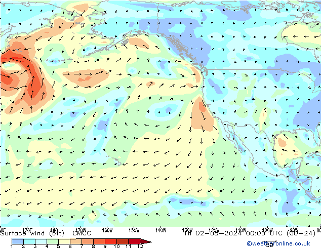 Rüzgar 10 m (bft) CMCC Per 02.05.2024 00 UTC