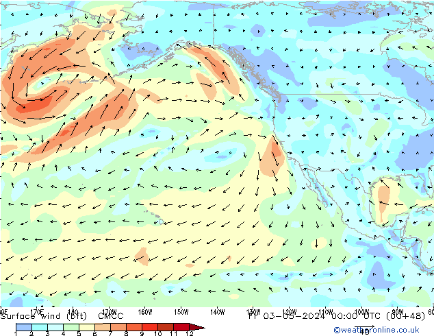 Surface wind (bft) CMCC Fr 03.05.2024 00 UTC