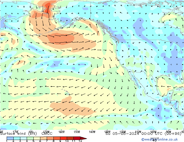 Surface wind (bft) CMCC Su 05.05.2024 00 UTC