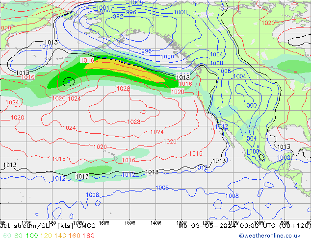 Jet stream CMCC Seg 06.05.2024 00 UTC