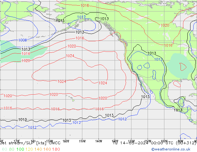 Jet stream/SLP CMCC Tu 14.05.2024 00 UTC