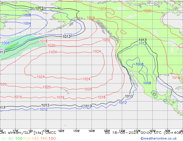 Jet stream CMCC Sáb 18.05.2024 00 UTC