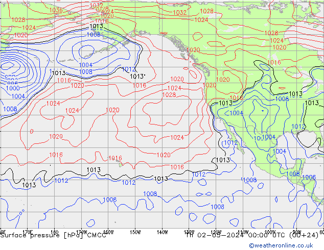 Pressione al suolo CMCC gio 02.05.2024 00 UTC