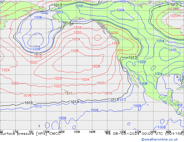 Presión superficial CMCC mié 08.05.2024 00 UTC
