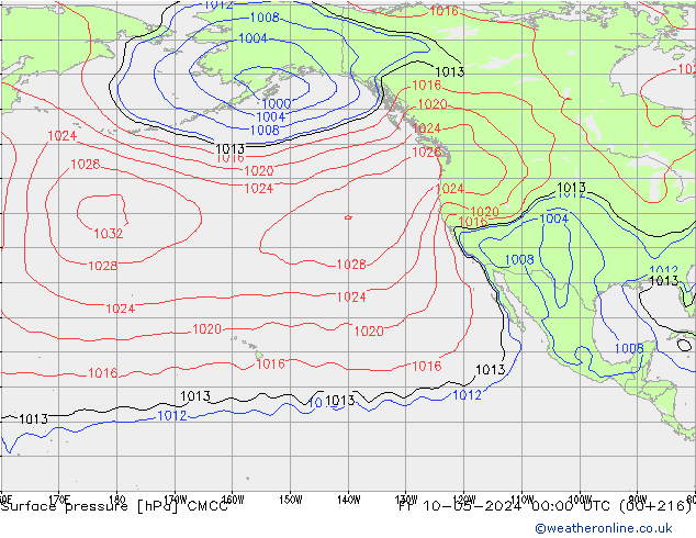 Presión superficial CMCC vie 10.05.2024 00 UTC