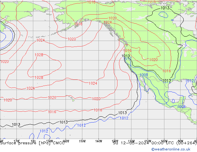 Pressione al suolo CMCC dom 12.05.2024 00 UTC