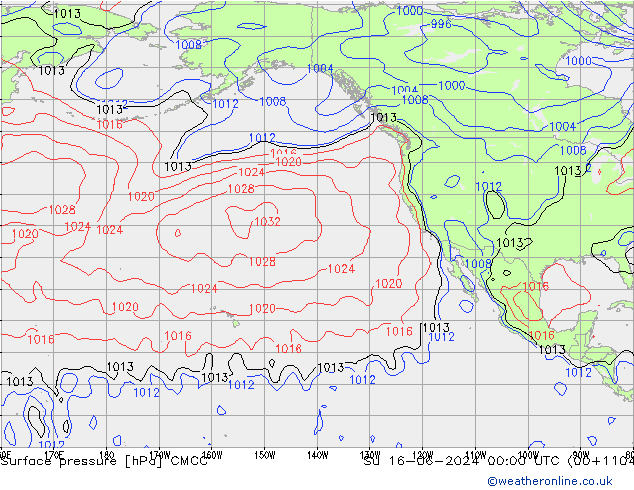Pressione al suolo CMCC dom 16.06.2024 00 UTC