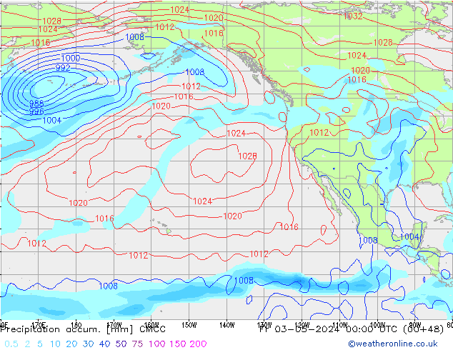 Précipitation accum. CMCC ven 03.05.2024 00 UTC